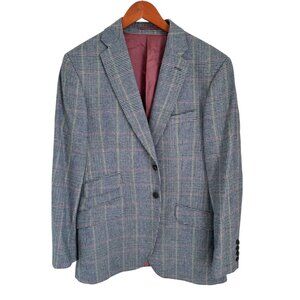 Charles Tyrwhitt Glen Plaid Blazer Jacket With Two-Button Closure & Notch Lapel